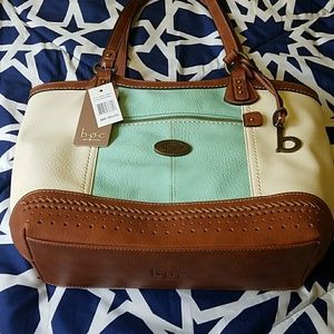 box white off white and mint teal handbag medium